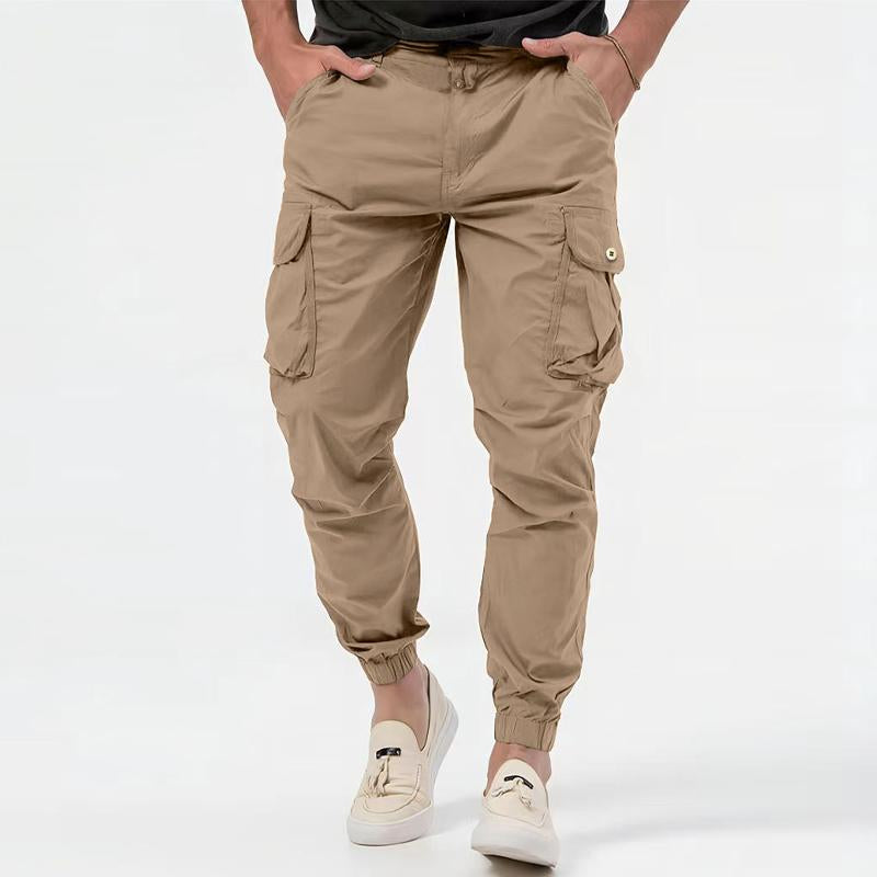 Pantalones Cargo para Hombre de Color Sólido con Bolsillos Tridimensionales