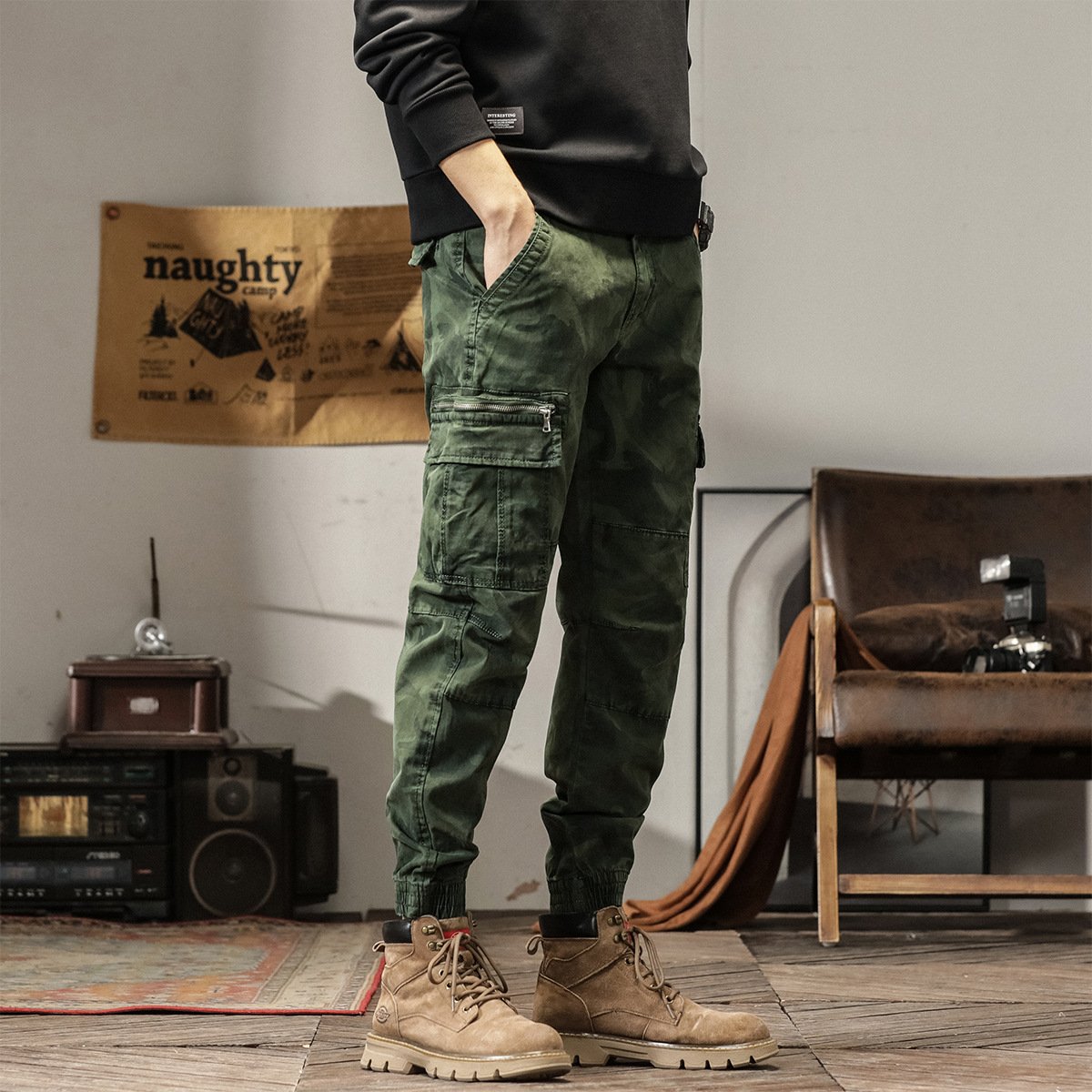 Men's Camo Multi-Pocket Casual Cargo Pants 26269234Z