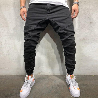 Men's Casual Solid Color Zipper Patchwork Cargo Pants 03833910Y