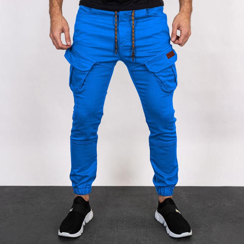 Pantalones Cargo Casuales para Hombre de Color Sólido con Bolsillos