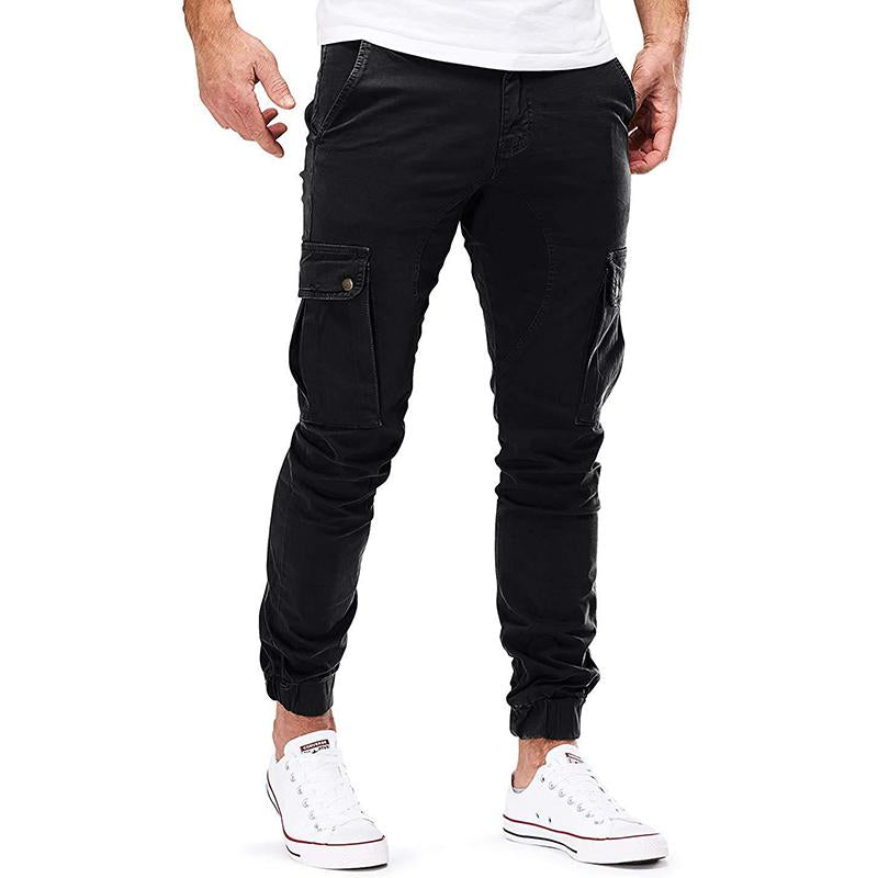 Men's Casual Multi-Pocket Solid Color Cargo Pants 32382425M