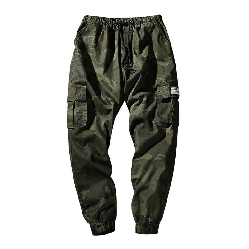 Men's Casual Outdoor Camouflage Loose Multi-Pocket Elastic Waist Overalls 25966053M