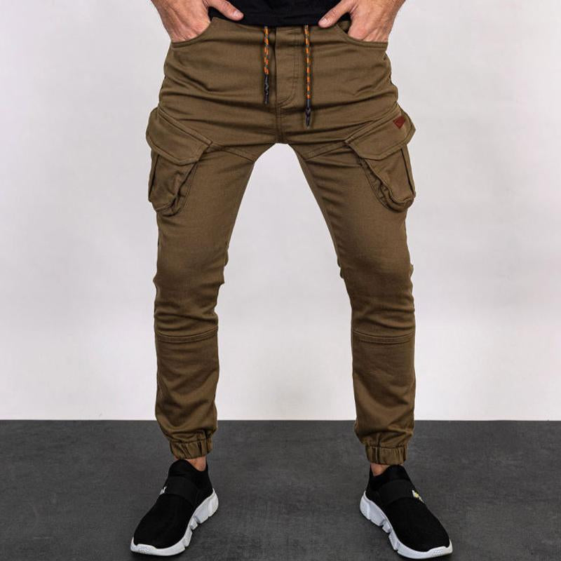 Pantalones Cargo Casuales para Hombre de Color Sólido con Bolsillos