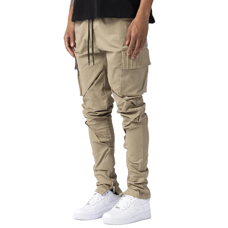 Pantalones con Múltiples Bolsillos de Color Sólido para Hombre