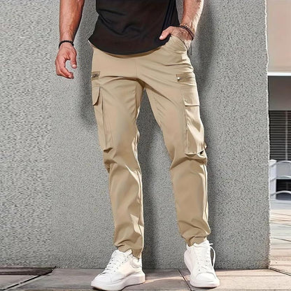 Men's Casual Solid Color Multi-Pocket Cargo Pants 65516134Y