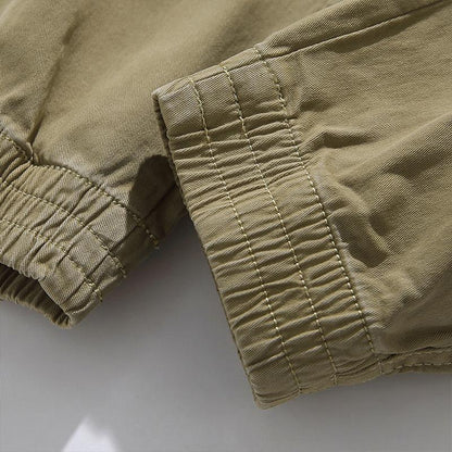 Men's Casual Solid Color Loose Multi-Pocket Cargo Pants 89116236M