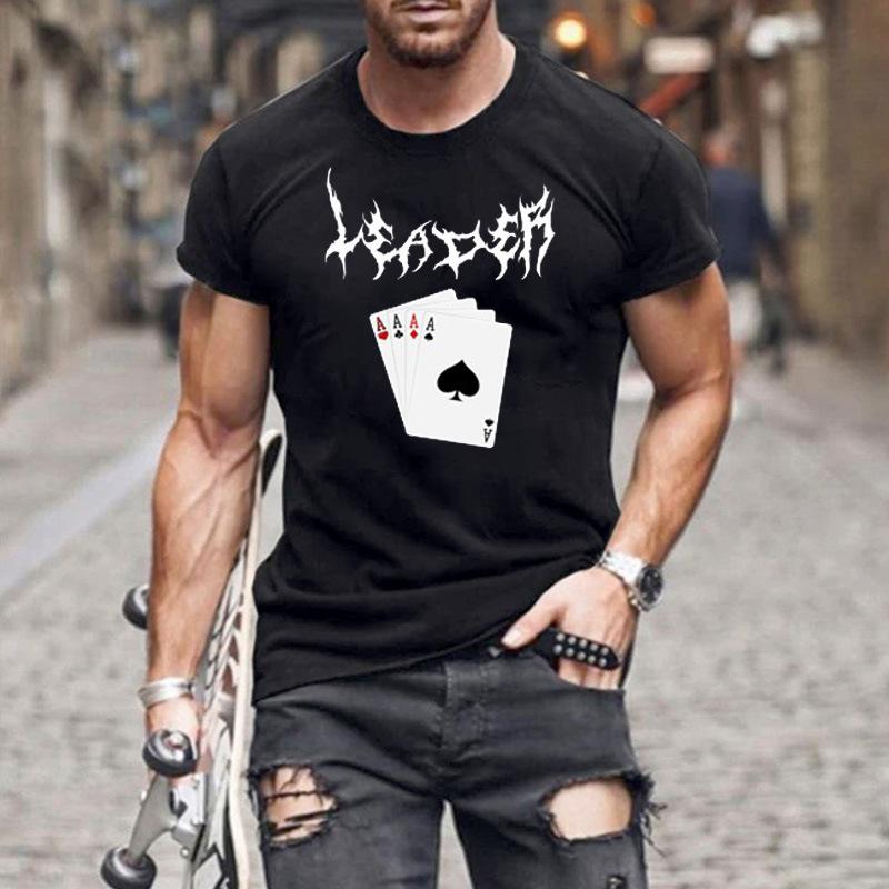 Camiseta de manga corta con cuello redondo y estampado gráfico de póquer