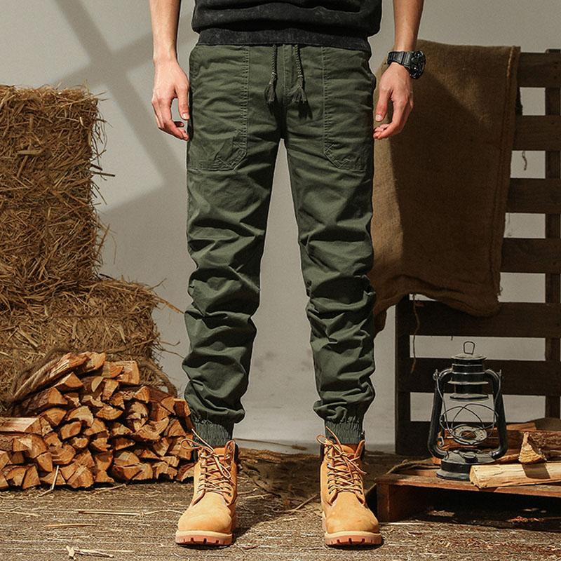 Pantalones Cargo Casuales de Algodón con Cintura Elástica, Bolsillos Múltiples y Ajuste Holgado para Hombre