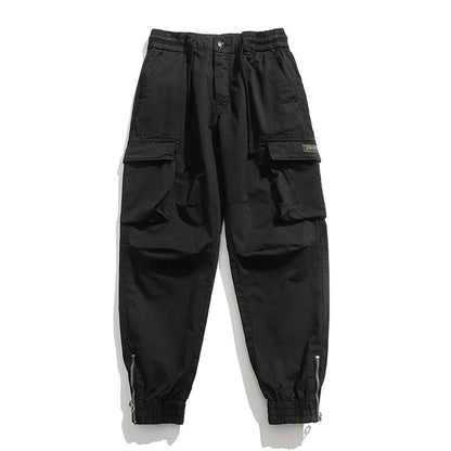 Pantalones Cargo Vintage de Cintura Elástica con Bolsillos Múltiples y Ajuste Holgado para Hombre