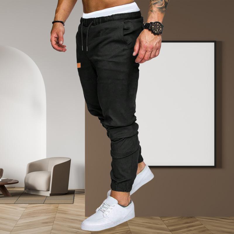 Men's Solid Elastic Waist Loose Cargo Pants 37767347Z