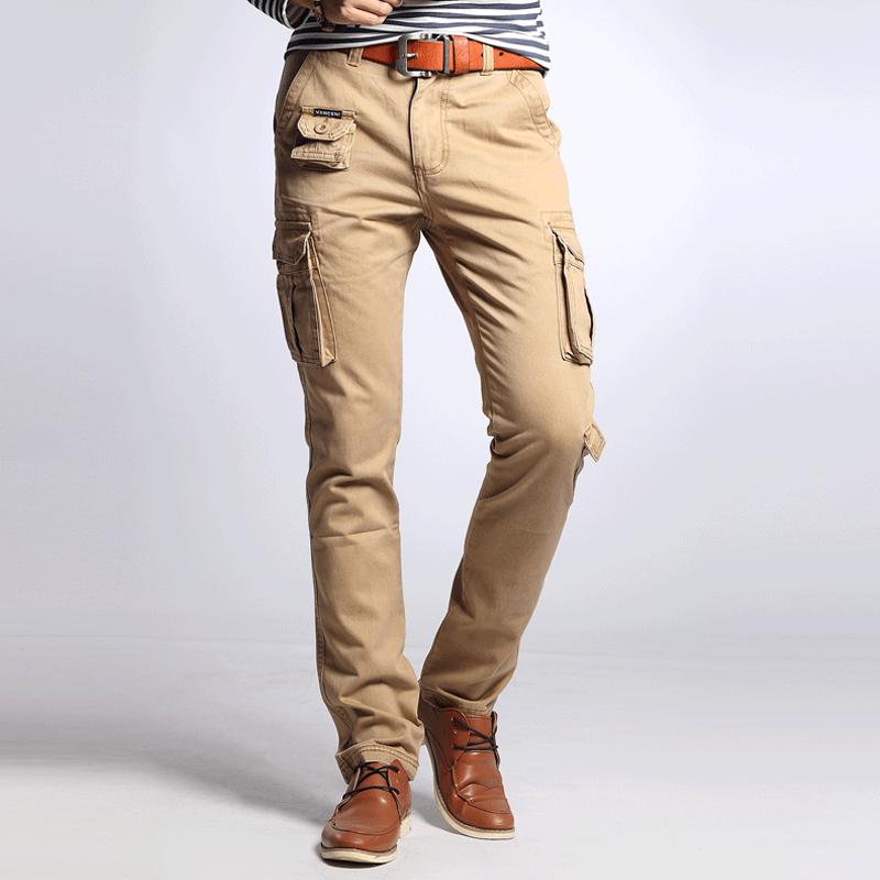 Men's Solid Multi-pocket Cotton Slim Cargo Pants 14848531Z