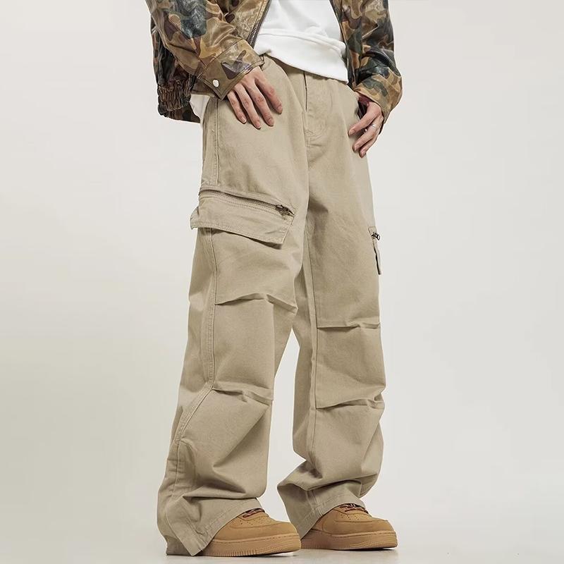 Men's Vintage Loose Straight Multi-pocket Cargo Pants 69658689Z