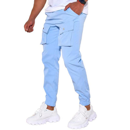 Men's Street Trendy Solid Multi-pocket Cargo Pants 41810187Z