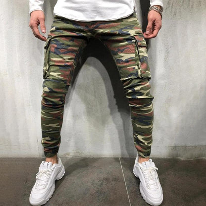 Men's Camo Multi-pocket Elastic Waist Cargo Pants 46300283Z