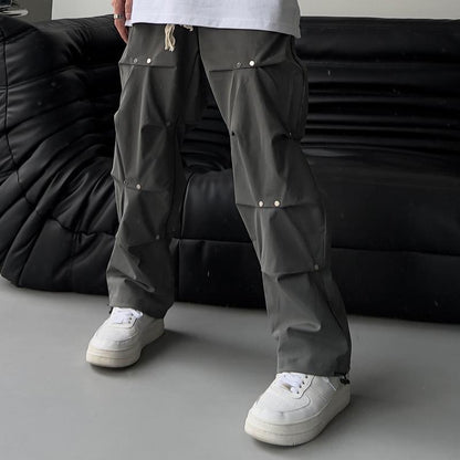 Men's Solid Loose Straight Casual Cargo Pants 87959173Z