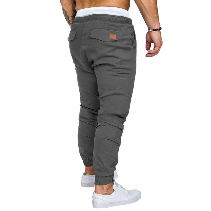 Men's Solid Elastic Waist Loose Cargo Pants 37767347Z