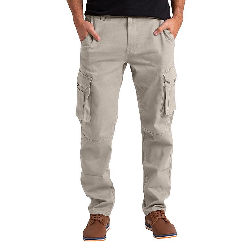 Men's Solid Straight Multi-pocket Casual Cargo Pants 20539653Z