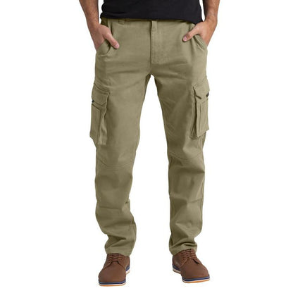 Men's Solid Straight Multi-pocket Casual Cargo Pants 20539653Z