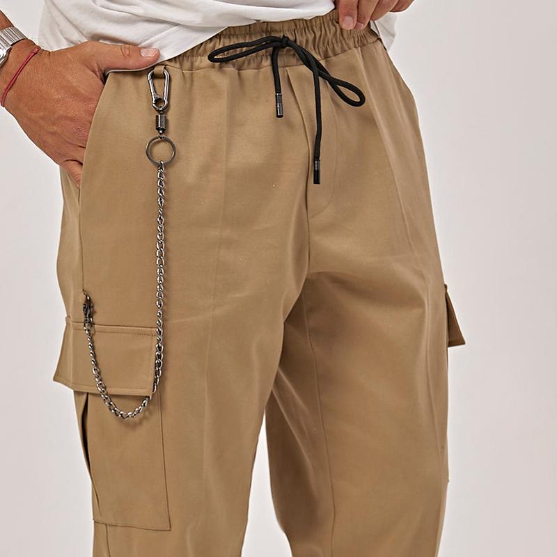 Men's Solid Straight Multi-pocket Casual Cargo Pants 84899078Z