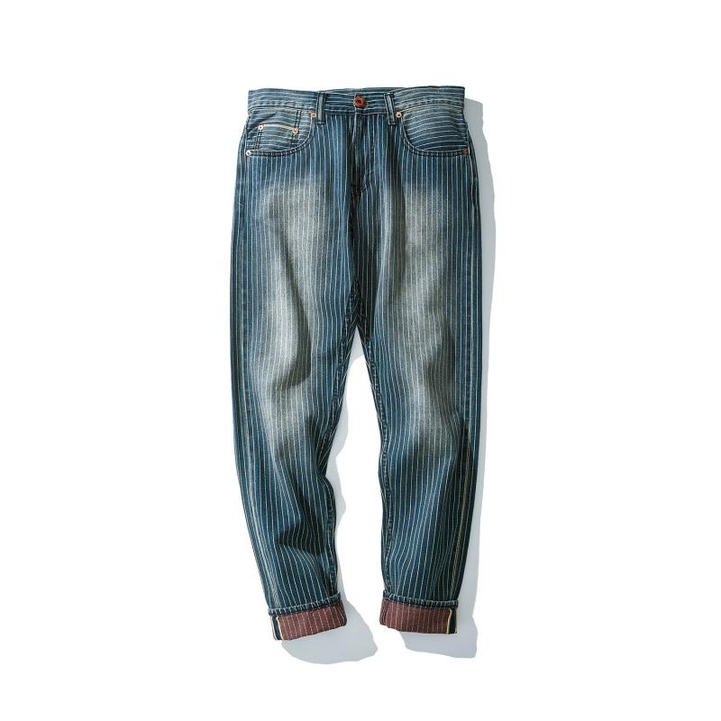 Pantalones Cargo Rectos de Denim a Rayas Vintage para Hombre