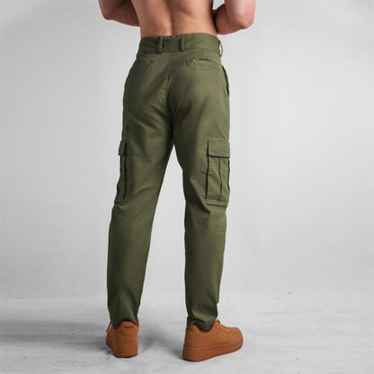 Men's Solid Loose Straight Multi-pocket Cargo Pants 14681616Z