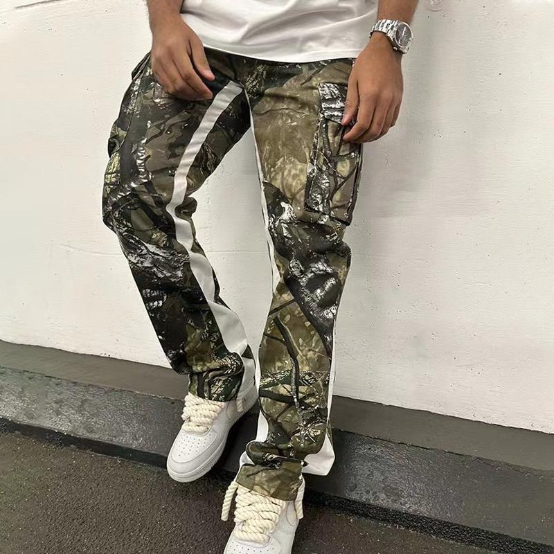 Pantalones Cargo Rectos de Moda para Hombre con Estampado de Camuflaje