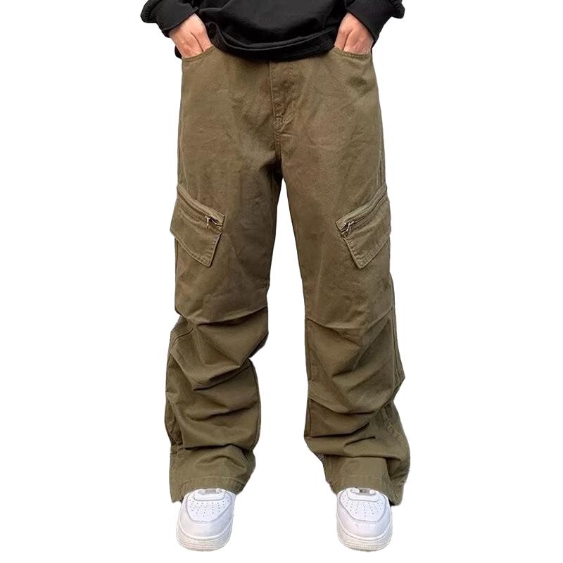 Men's Vintage Loose Straight Multi-pocket Cargo Pants 24182322Z