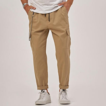 Men's Solid Straight Multi-pocket Casual Cargo Pants 84899078Z