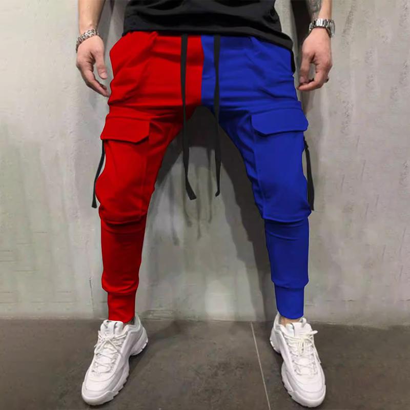 Men's Color Block Multi-pocket Elastic Waist Cargo Pants 43115055Z