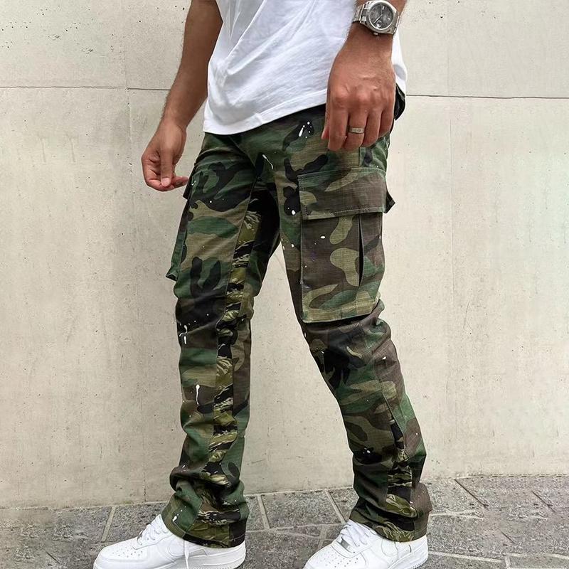 Pantalones Cargo Rectos de Moda para Hombre con Estampado de Camuflaje