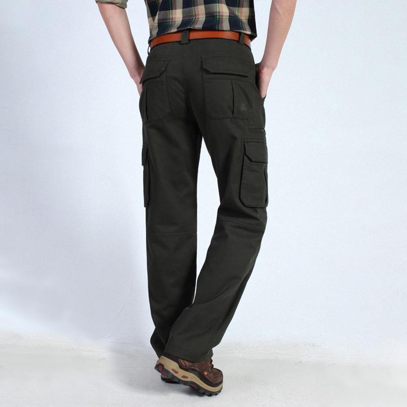 Men's Solid Plush Multi-pocket Cargo Pants 71272105Z