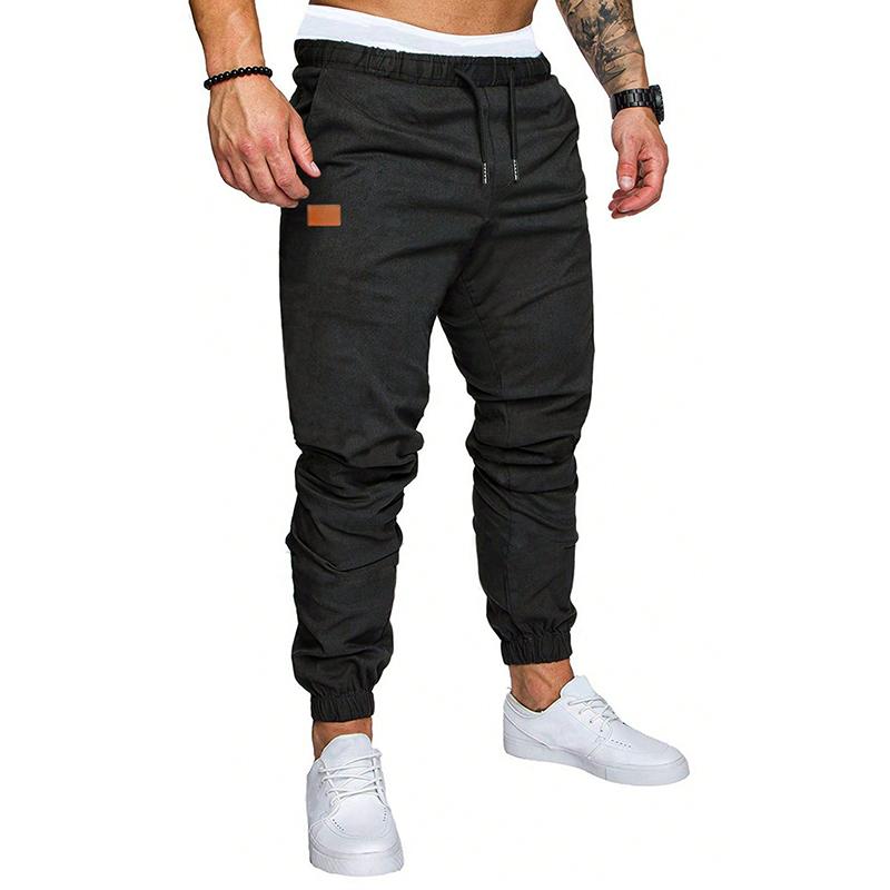 Men's Solid Elastic Waist Loose Cargo Pants 37767347Z