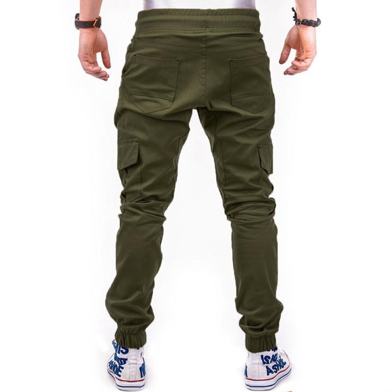 Men's Solid Multi-pocket Elastic Waist Cargo Pants 67999747Z