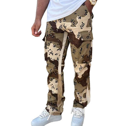 Pantalones Cargo Rectos de Moda para Hombre con Estampado de Camuflaje