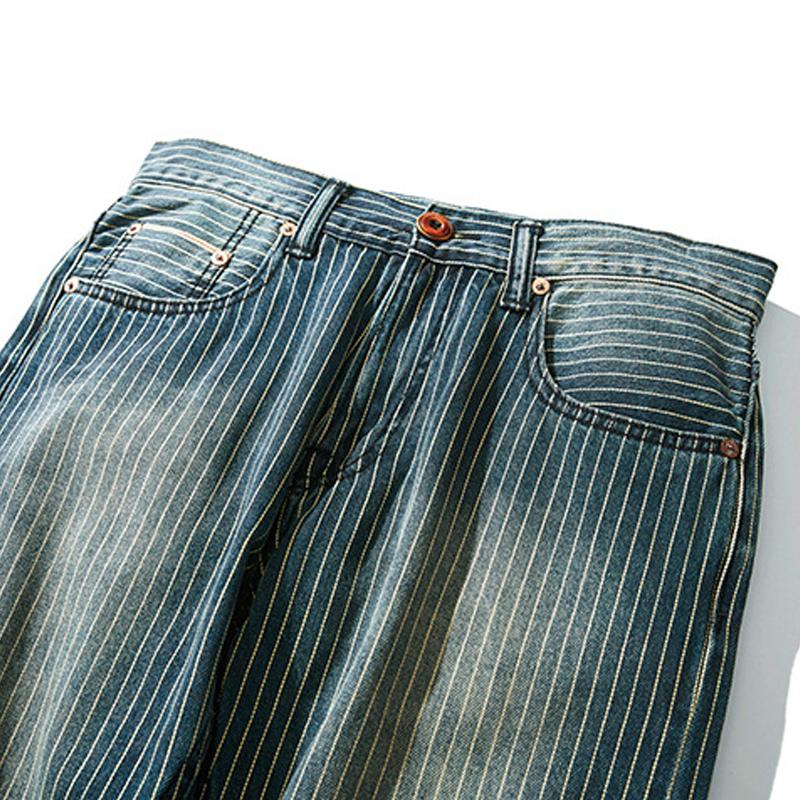 Pantalones Cargo Rectos de Denim a Rayas Vintage para Hombre