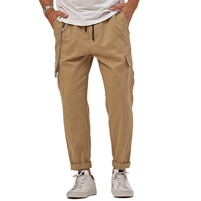 Men's Solid Straight Multi-pocket Casual Cargo Pants 84899078Z