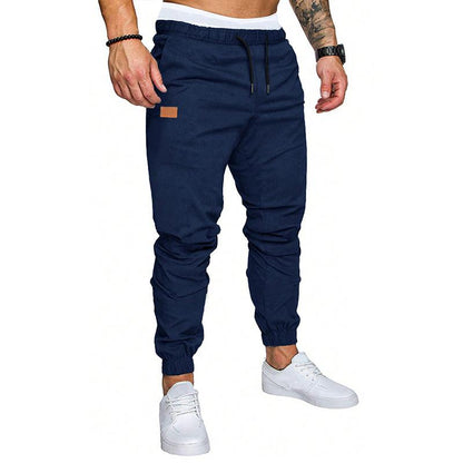 Men's Solid Elastic Waist Loose Cargo Pants 37767347Z