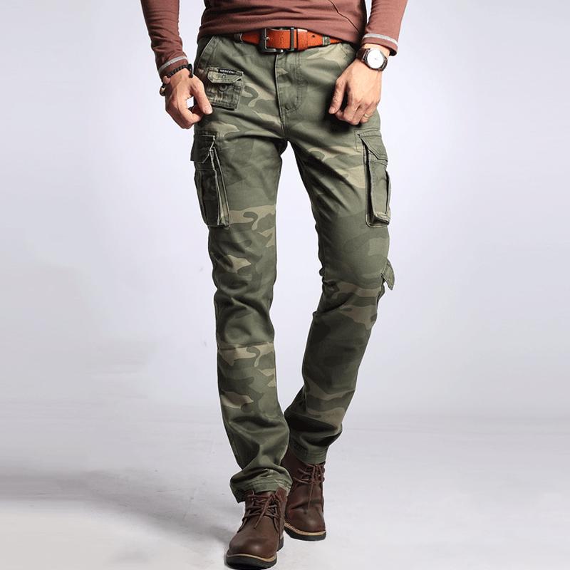 Men's Camouflage Multi-pocket Cotton Slim Cargo Pants 08327889Z