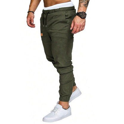 Men's Solid Elastic Waist Loose Cargo Pants 37767347Z