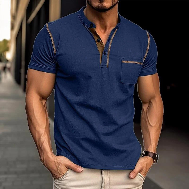 Polo manga corta Henley Collar